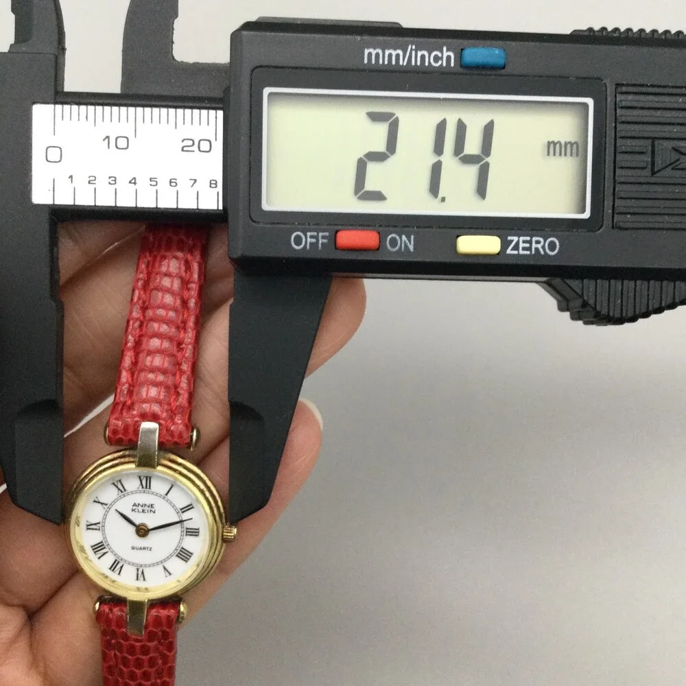 Anne Klein Watch Women 21mm Gold Tone Red Leather Band New Battery
